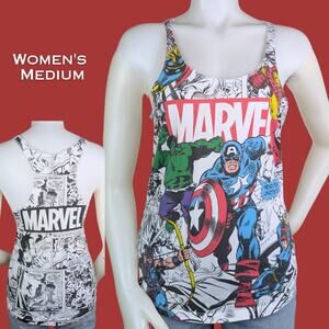 Marvel Avengers Womens Racerback Tank Top Medium Front & Back Colorful Graphic
